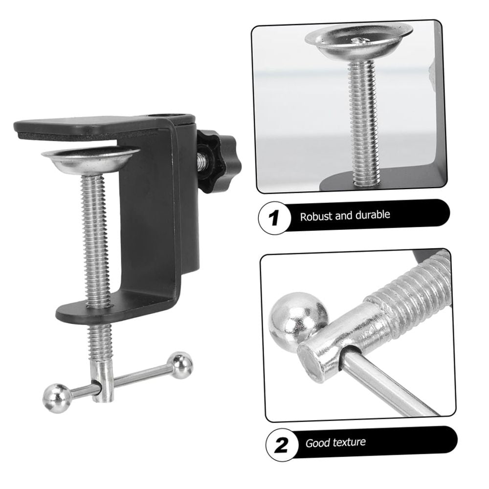 2Pcs Adjustable Table Mount Clamps with Silicone Padding for Secure Microphone Installation