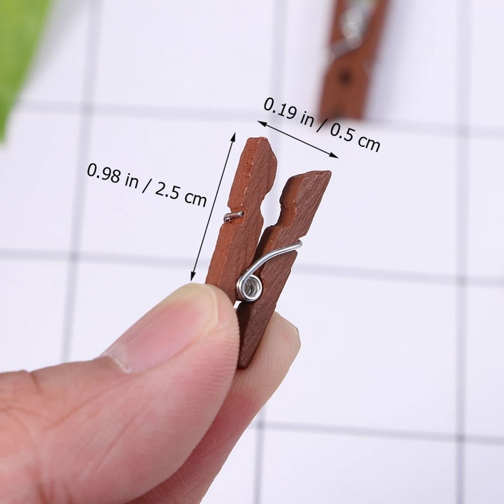 Photo Clips for Pictures Mini Wood Clips Coated Paint 100 Pcs 1x0.2in