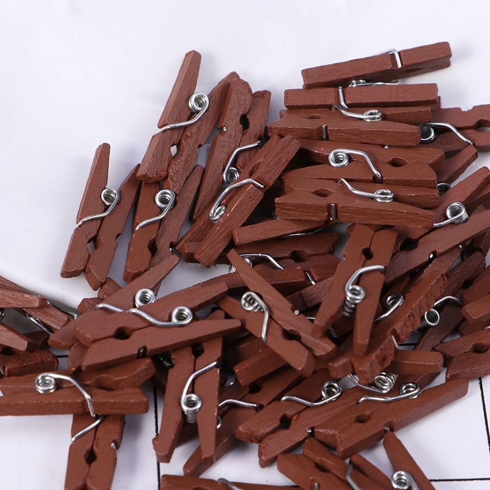 Photo Clips for Pictures Mini Wood Clips Coated Paint 100 Pcs 1x0.2in