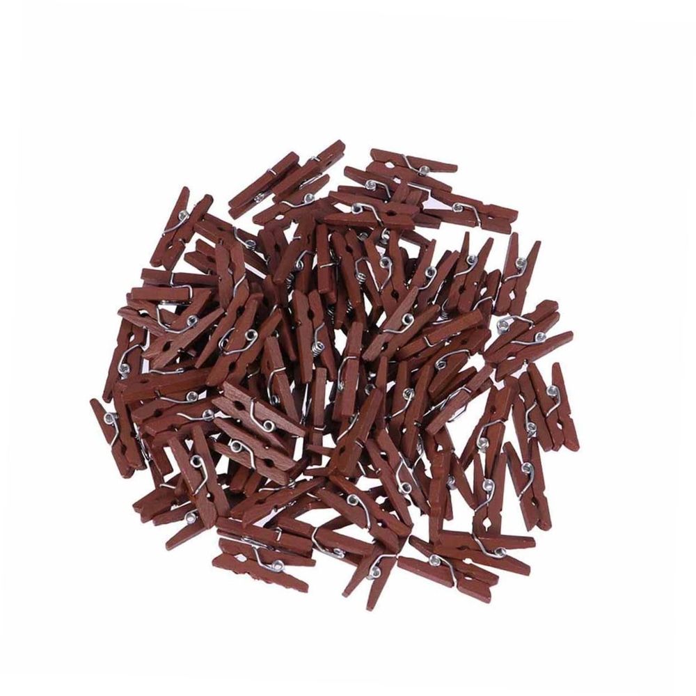Photo Clips for Pictures Mini Wood Clips Coated Paint 100 Pcs 1x0.2in