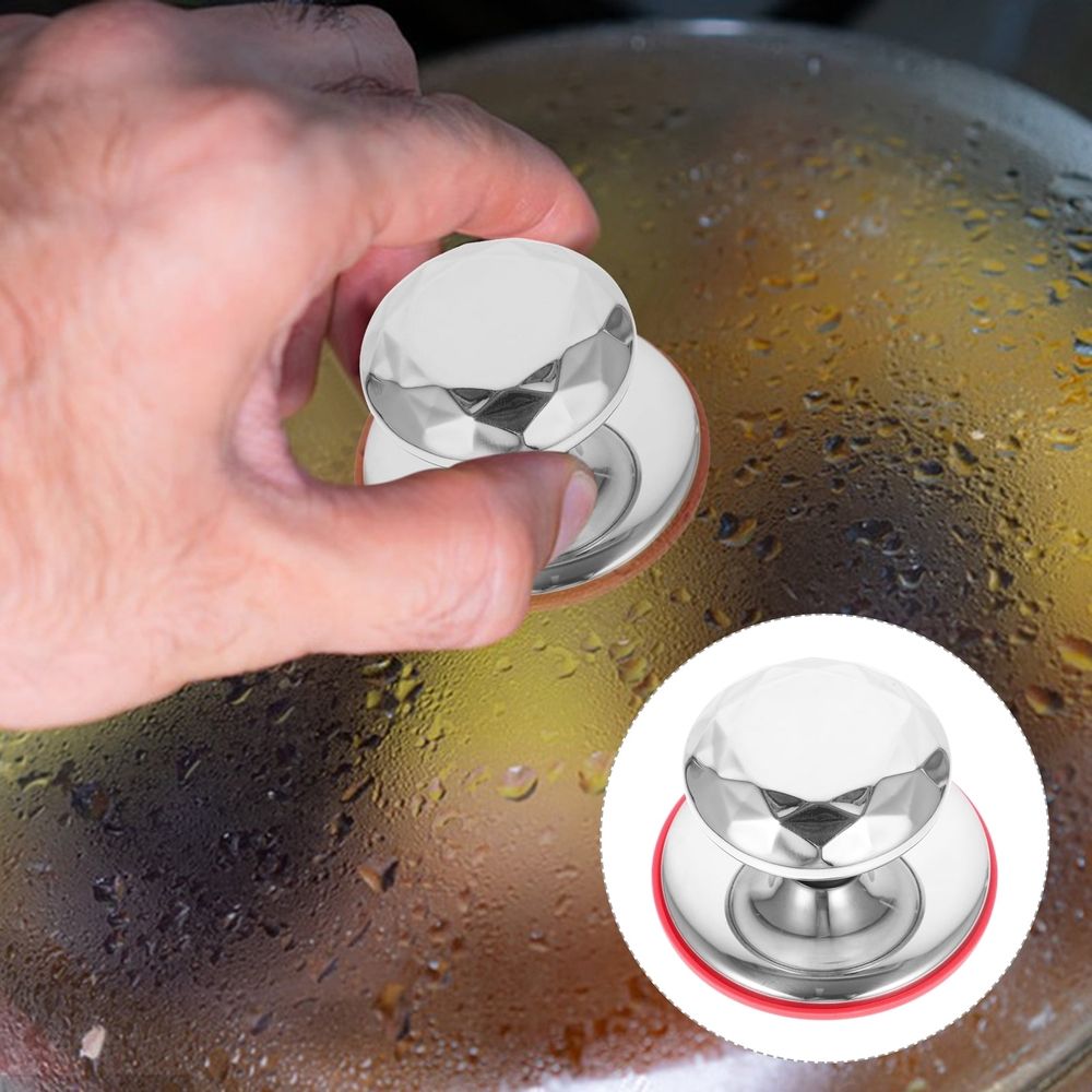 Plated Silver Stainless Steel Silicone Pot Lid Knob for Kitchen Use