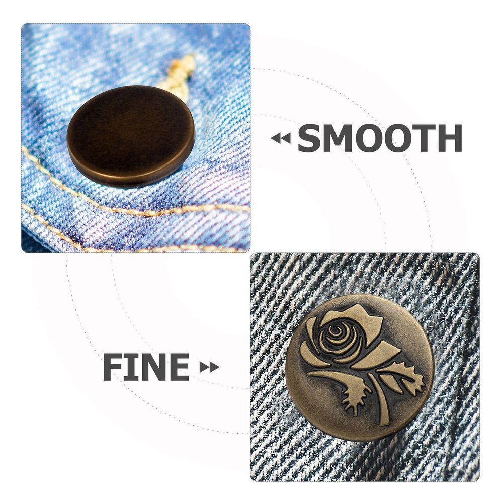 15-Piece No-Sew Metal Jeans Buttons Set Detachable Fastener Replacement Buttons for Denim Pants