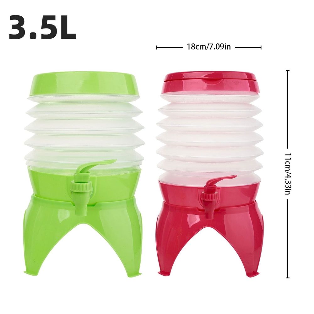 1 Gallon Drink Dispenser, Lemonade Juice Beverage Dispenser with Spigot for Outdoor Party, Portable, Collapsible, Clear Red, 3.5L