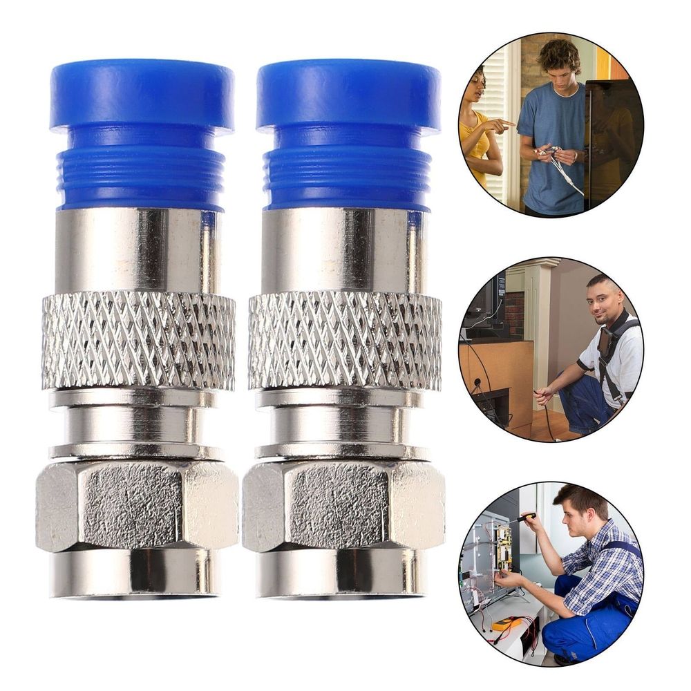 F Compression Connectors for TV Polyethylene Brass 10Pcs