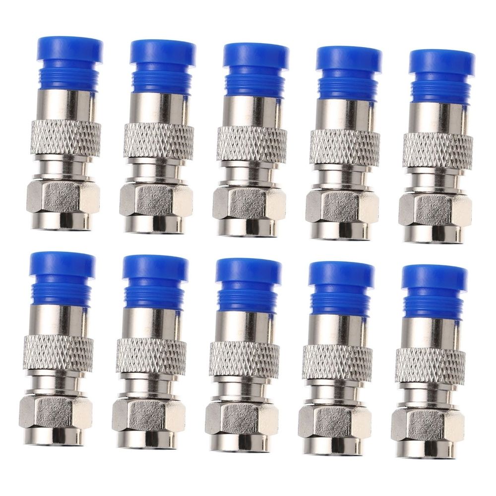 F Compression Connectors for TV Polyethylene Brass 10Pcs