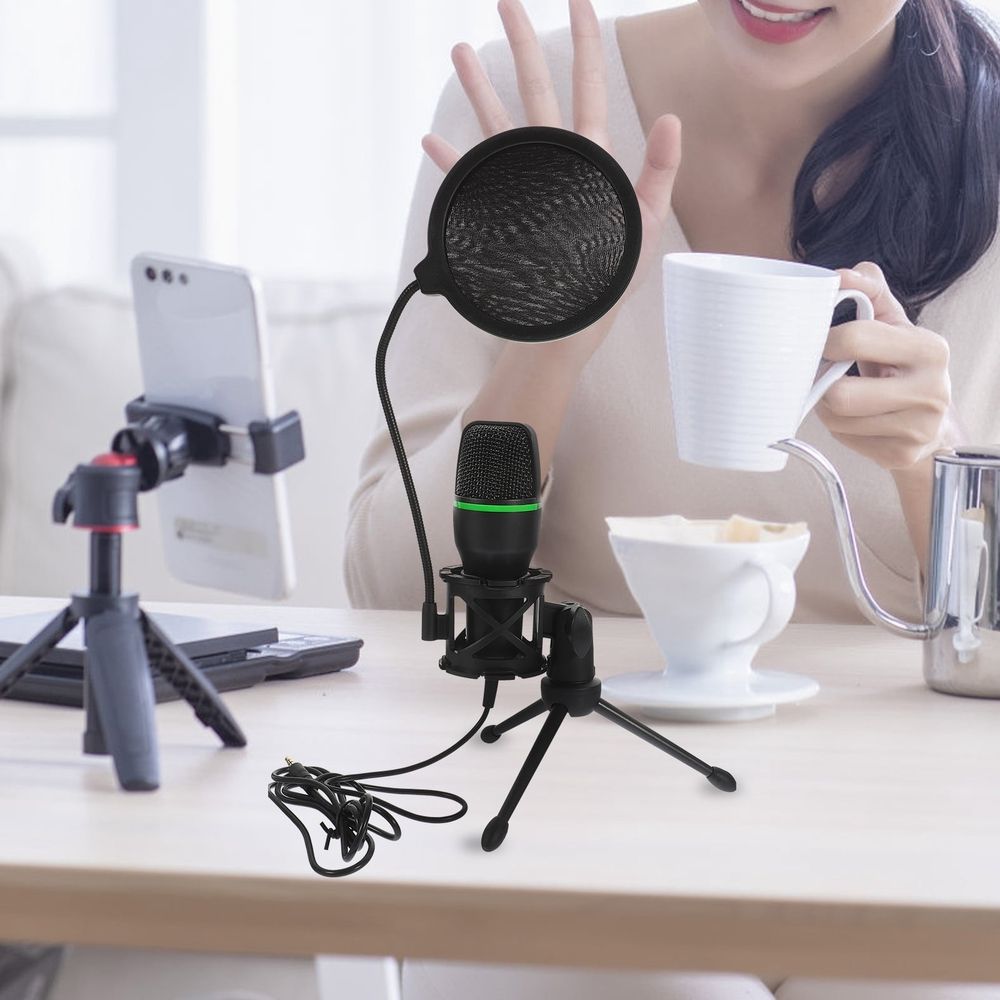 1 Set Black Condenser Gaming Microphone with Metal and Plastic Build,for Clear Audio,200x15x2.5cm