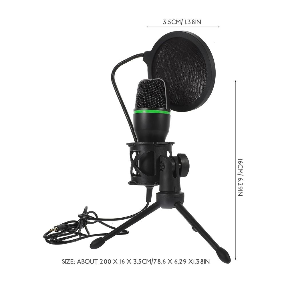 1 Set Black Condenser Gaming Microphone with Metal and Plastic Build,for Clear Audio,200x15x2.5cm