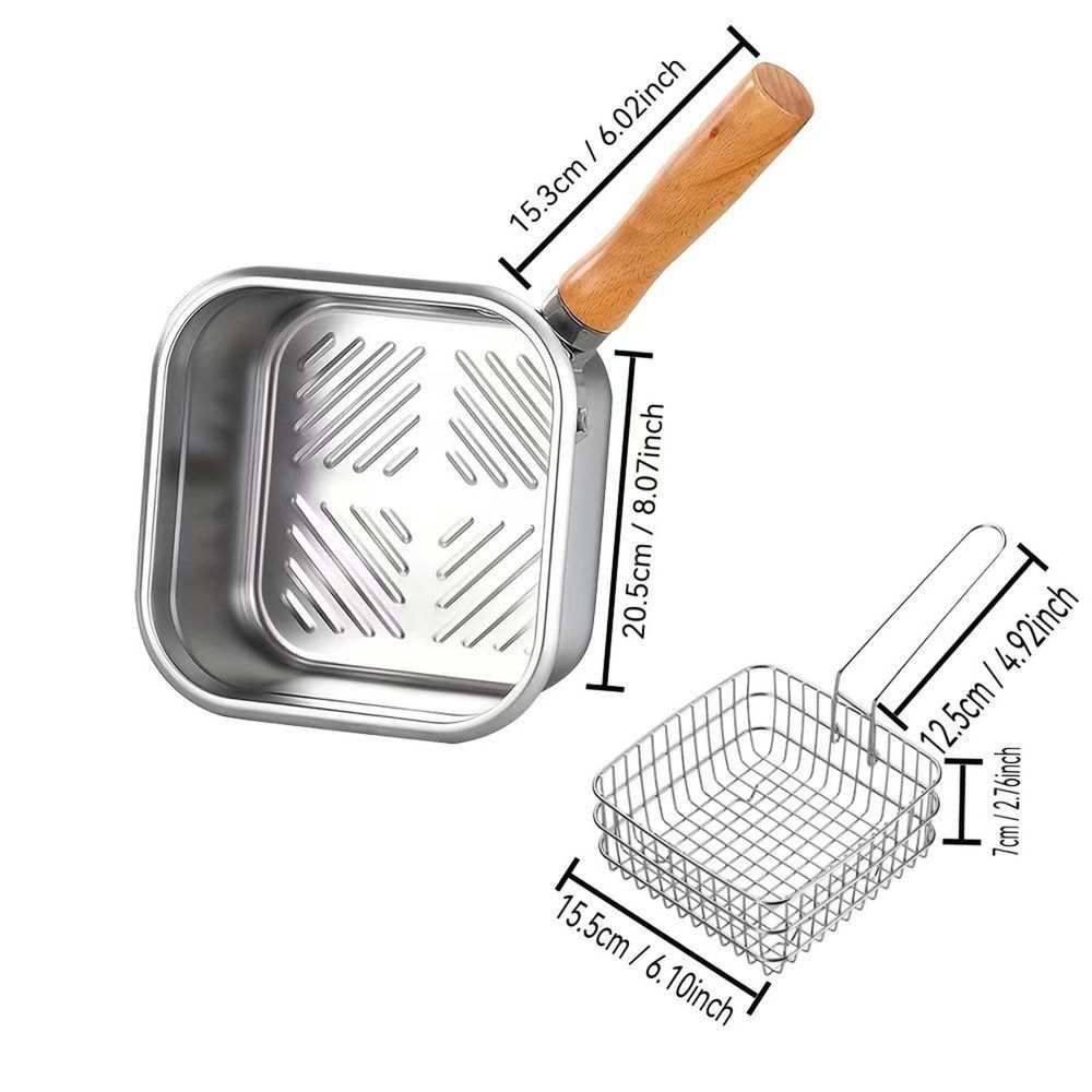 Stainless Steel Deep Fryer With Basket, Portable Outdoor Cooking Pot for Camping