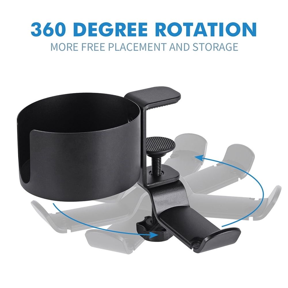 Aluminum Alloy Headphone Hook Stand with Cup Holder for Desk, Office, and Household Use - Desktop Headsets Organizer