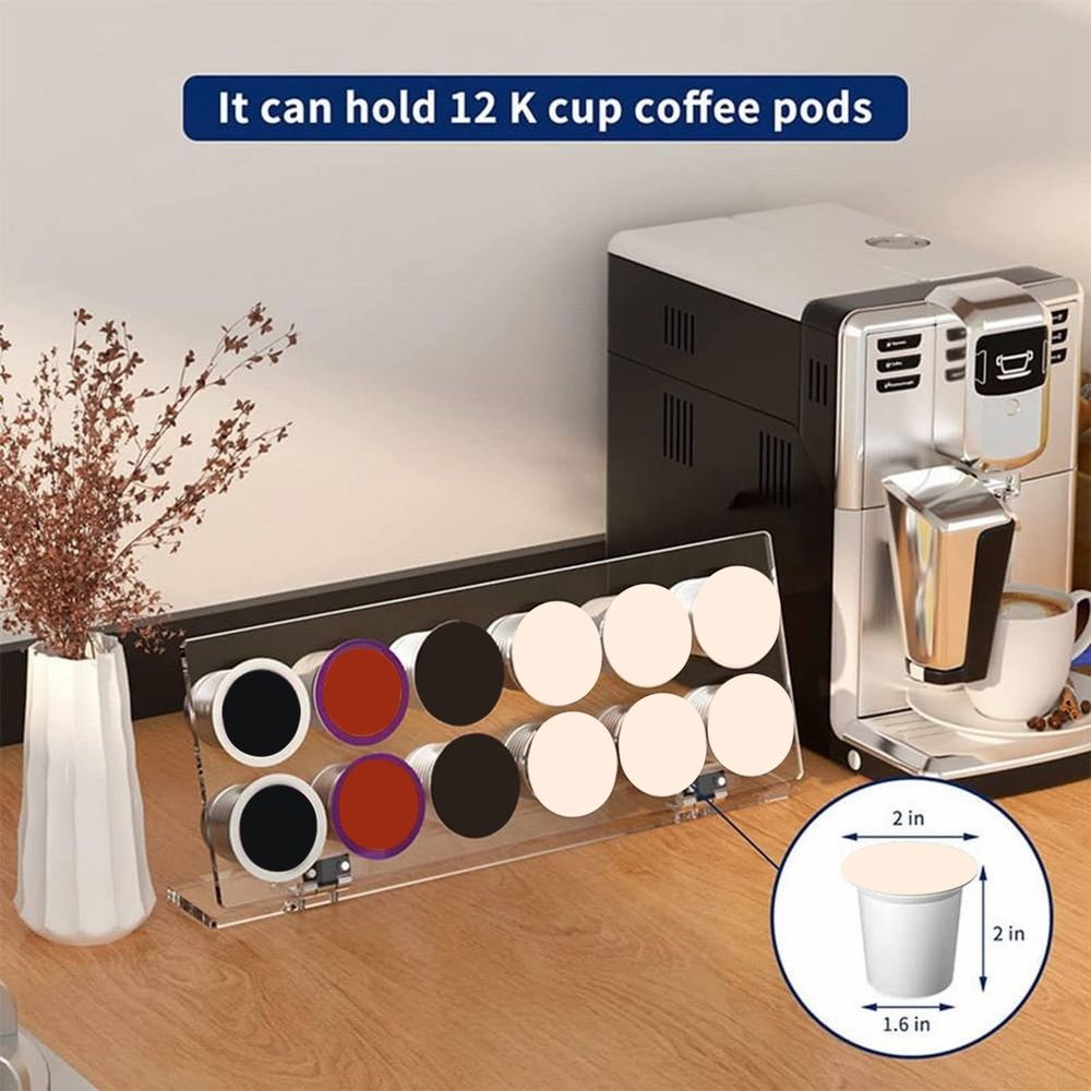 Wall Mounted Coffee Pod organizer, Space Saving Under Cabinet Holder for K Cups, Sleek Black Design,White