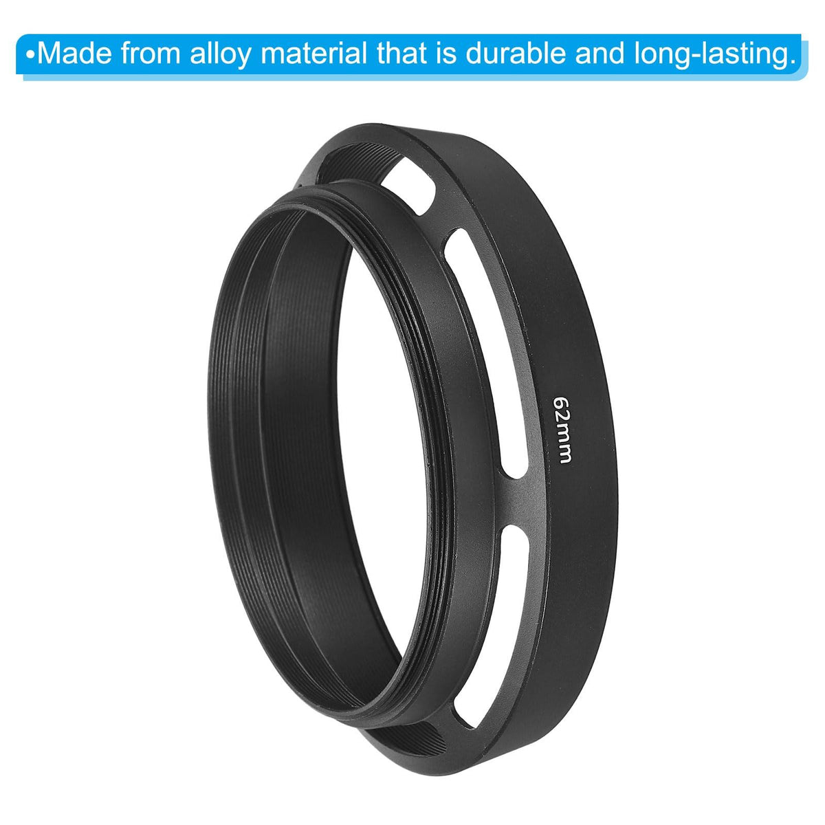 62mm Lens Hood, Standard Vented Matte Surface Anti-reflective Inside HoodStandard Vented Matte Surface Anti-reflective , Black