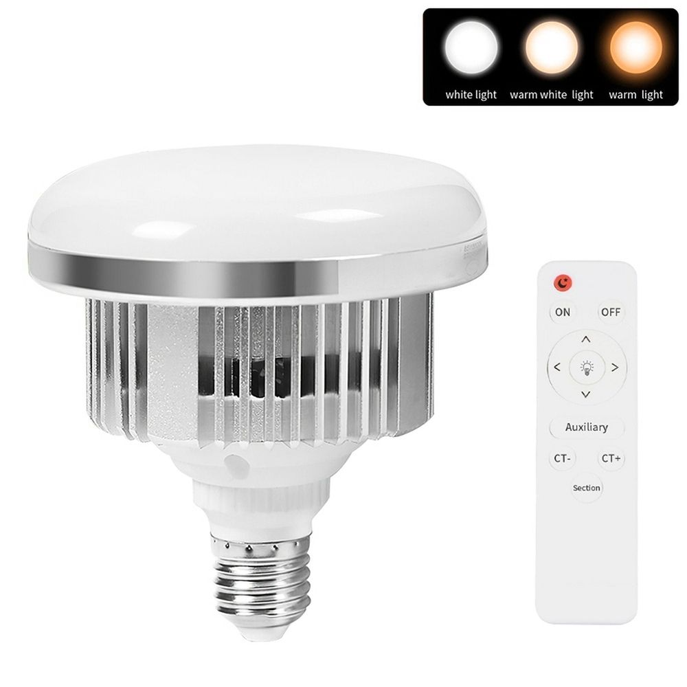 85W LED Photographic Lighting Bulbs E27 Base Lamp with Remote Control Dimmable Daylight Bulb