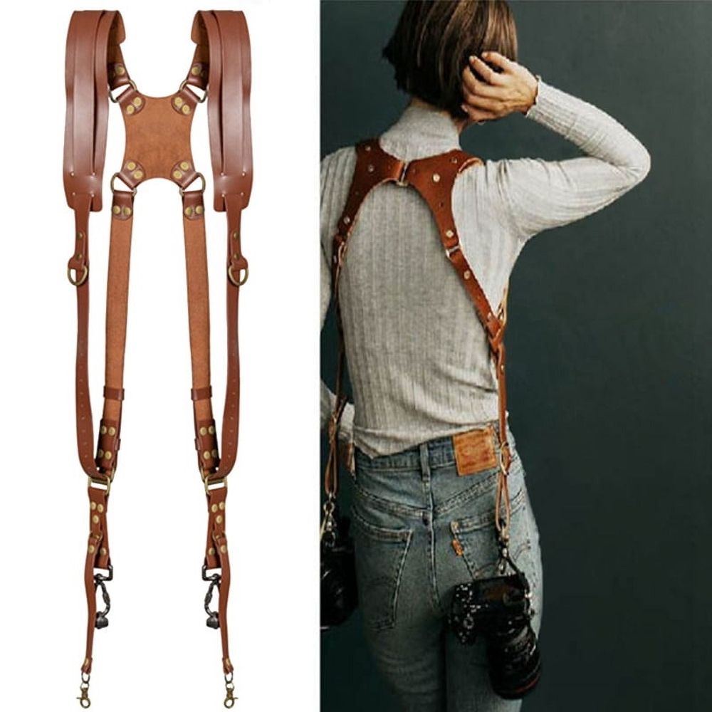 Double Shoulder Camera Strap Adjustable Camera Shoulder Belt Portable Shoulder Harness Outdoor Photography Tools Black