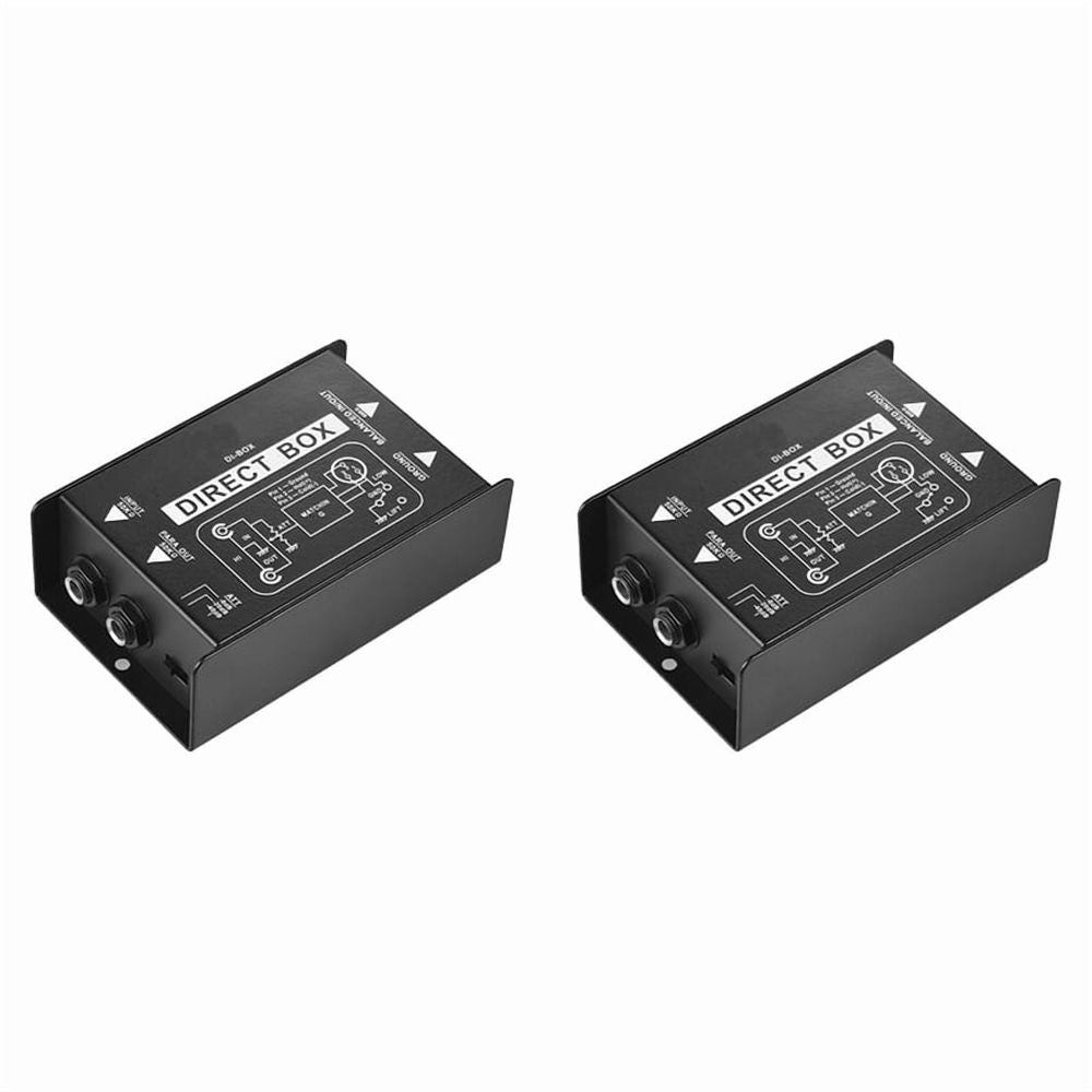 2X Passive Direct Box Single Channel Passive DI-Box Direct Injection Box Balanced & Unbalance Signal Audio Isolator,Black