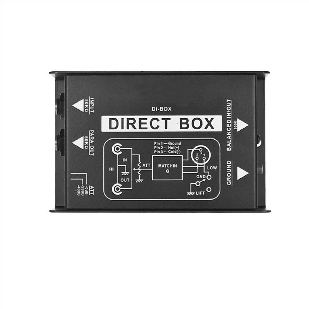 2X Passive Direct Box Single Channel Passive DI-Box Direct Injection Box Balanced & Unbalance Signal Audio Isolator,Black
