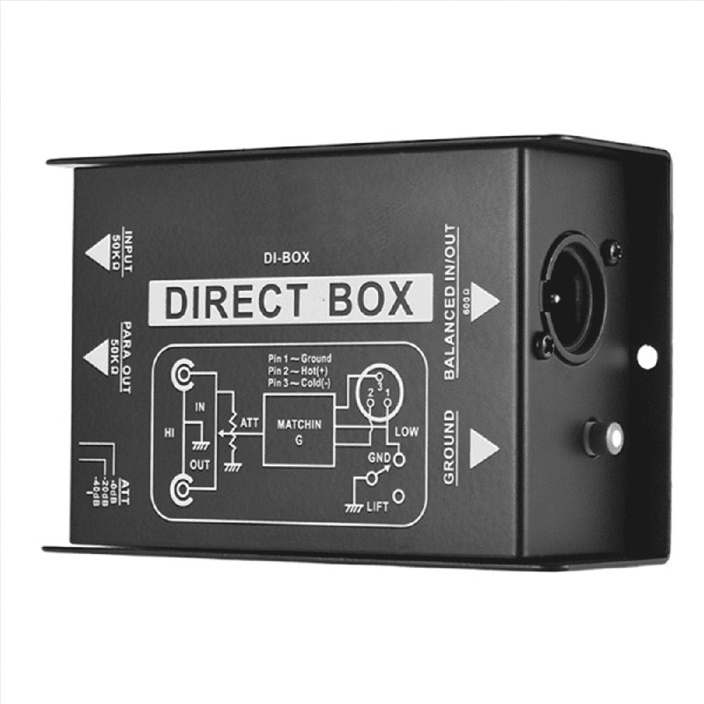 2X Passive Direct Box Single Channel Passive DI-Box Direct Injection Box Balanced & Unbalance Signal Audio Isolator,Black