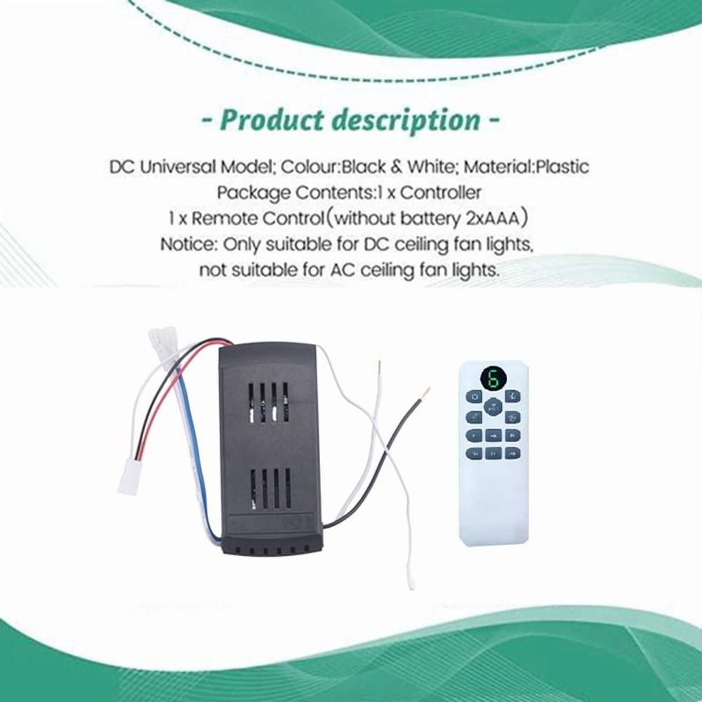 Ceiling Fan Remote Control Kit 40W 6-Speed Timing Function Replacement for DC Fans & L pwm25