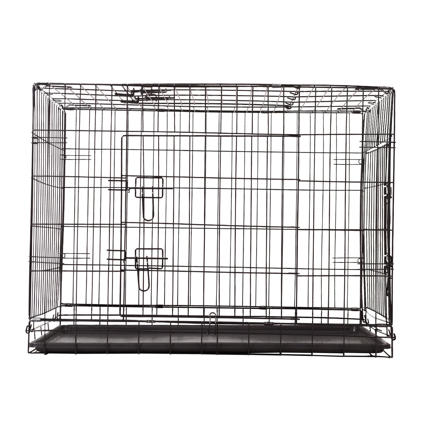 4Paws Dog Cage Pet Crate Puppy Metal Cage ABS Tray Foldable Portable 30" - Black