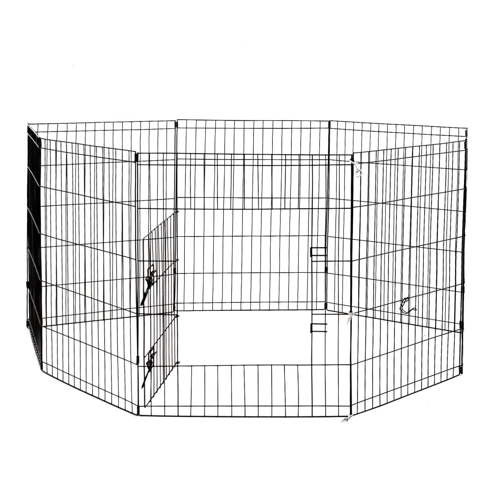 4Paws 8 Panel Playpen Puppy Exercise Fence Cage Enclosure Pets Black All Sizes - 30" - Black