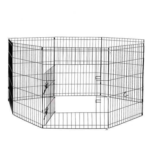 4Paws 8 Panel Playpen Puppy Exercise Fence Cage Enclosure Pets Black All Sizes - 36" - Black