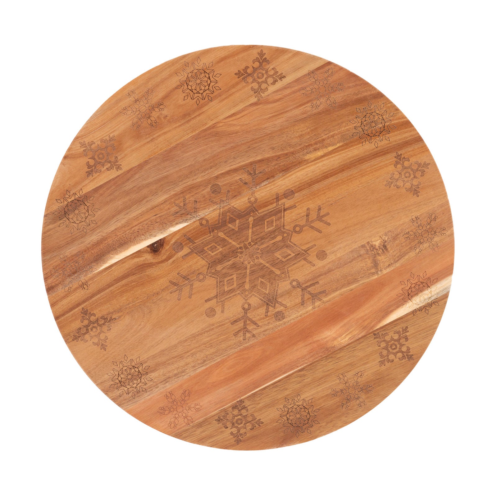 Bread and Butter 18 Inch Wooden Lazy Susan Tray - Wood Snowflake