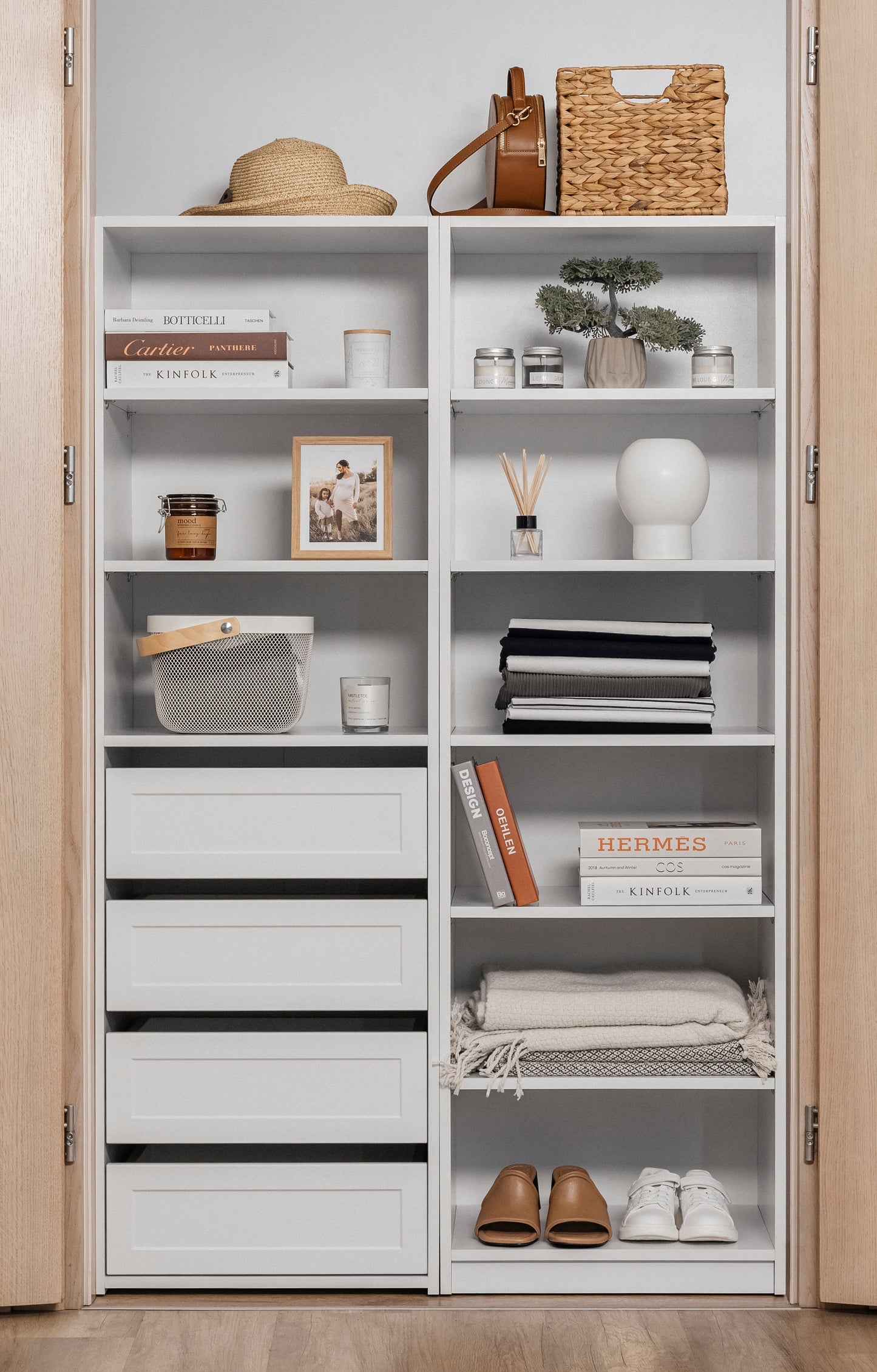 GENEVA THREE SHELF/FOUR DRAWER BUILT IN WARDROBE - HAMPTONS