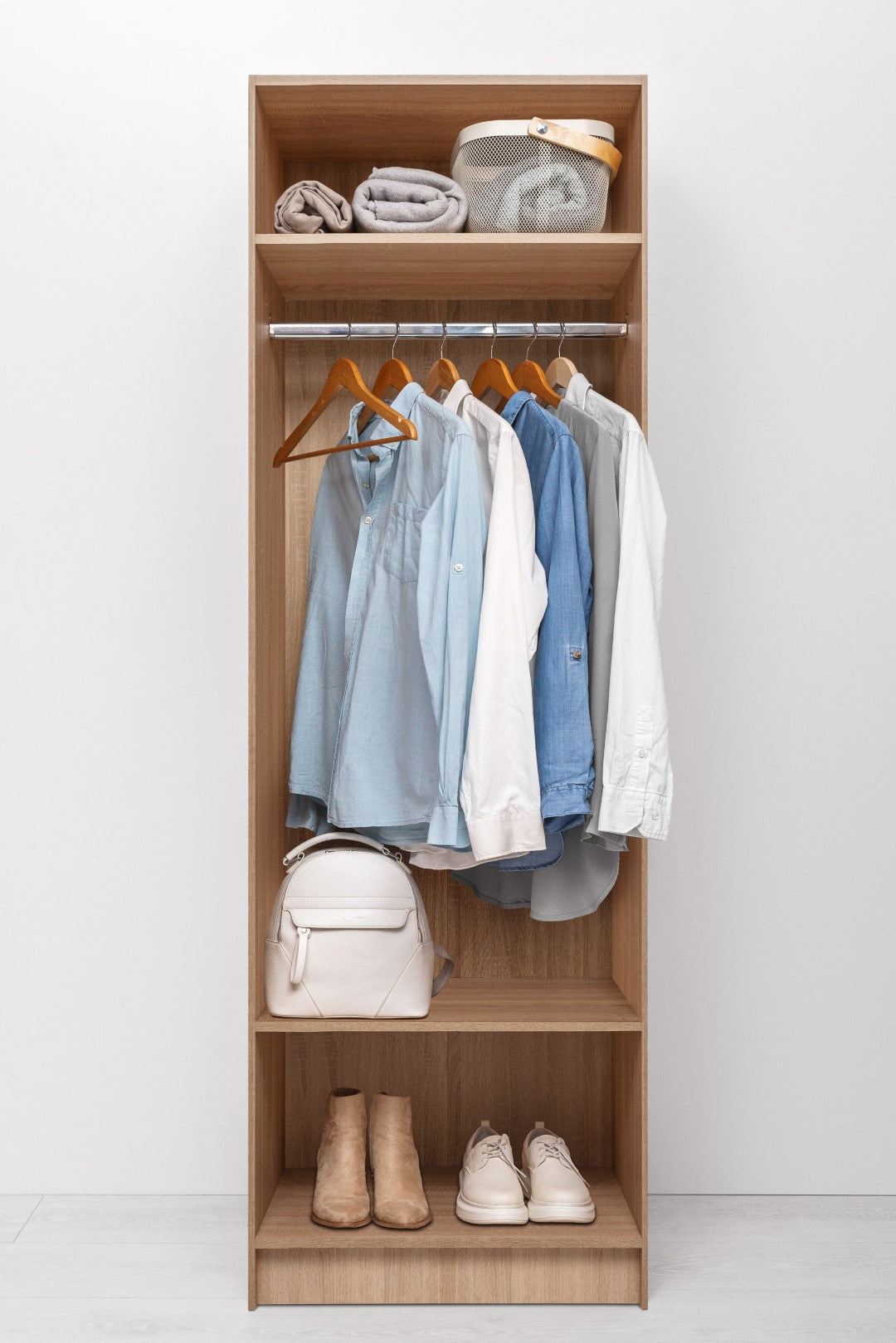 MALMO TWO SHELF/HANGRAIL WALK IN WARDROBE - NATURAL OAK