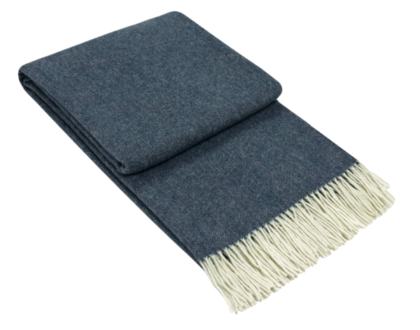 Kensington Throw - 10% Cashmere / 90% Super Fine Merino Wool - Navy
