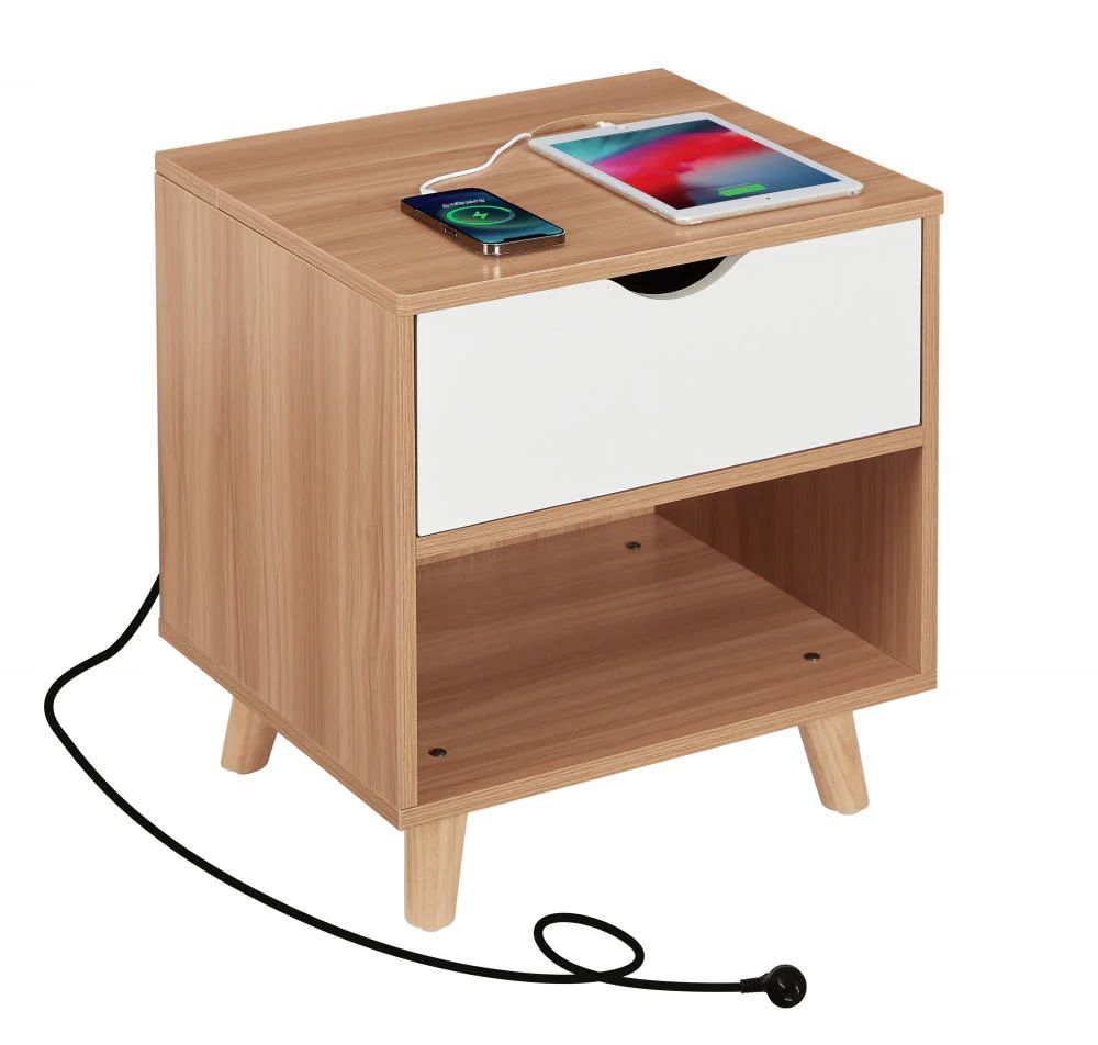 Bedside Table with Powerboard & USB Ports