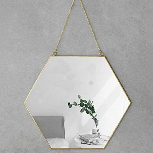 Hexagon Hanging Wall Mirror Decor - Gold