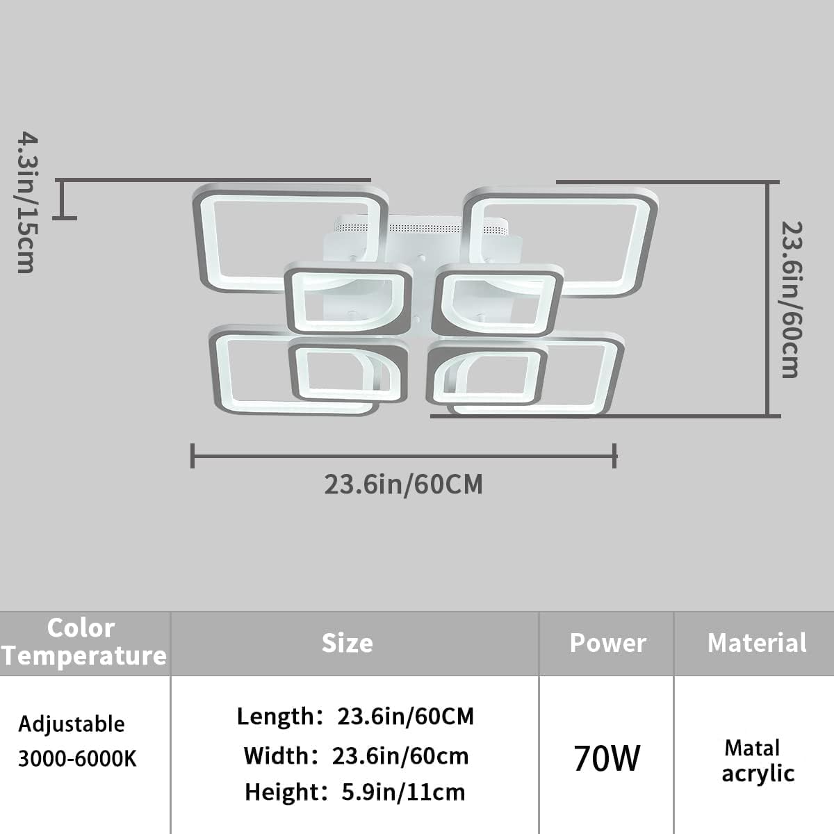 Modern LED Ceiling Light - Dimmable with Remote Control