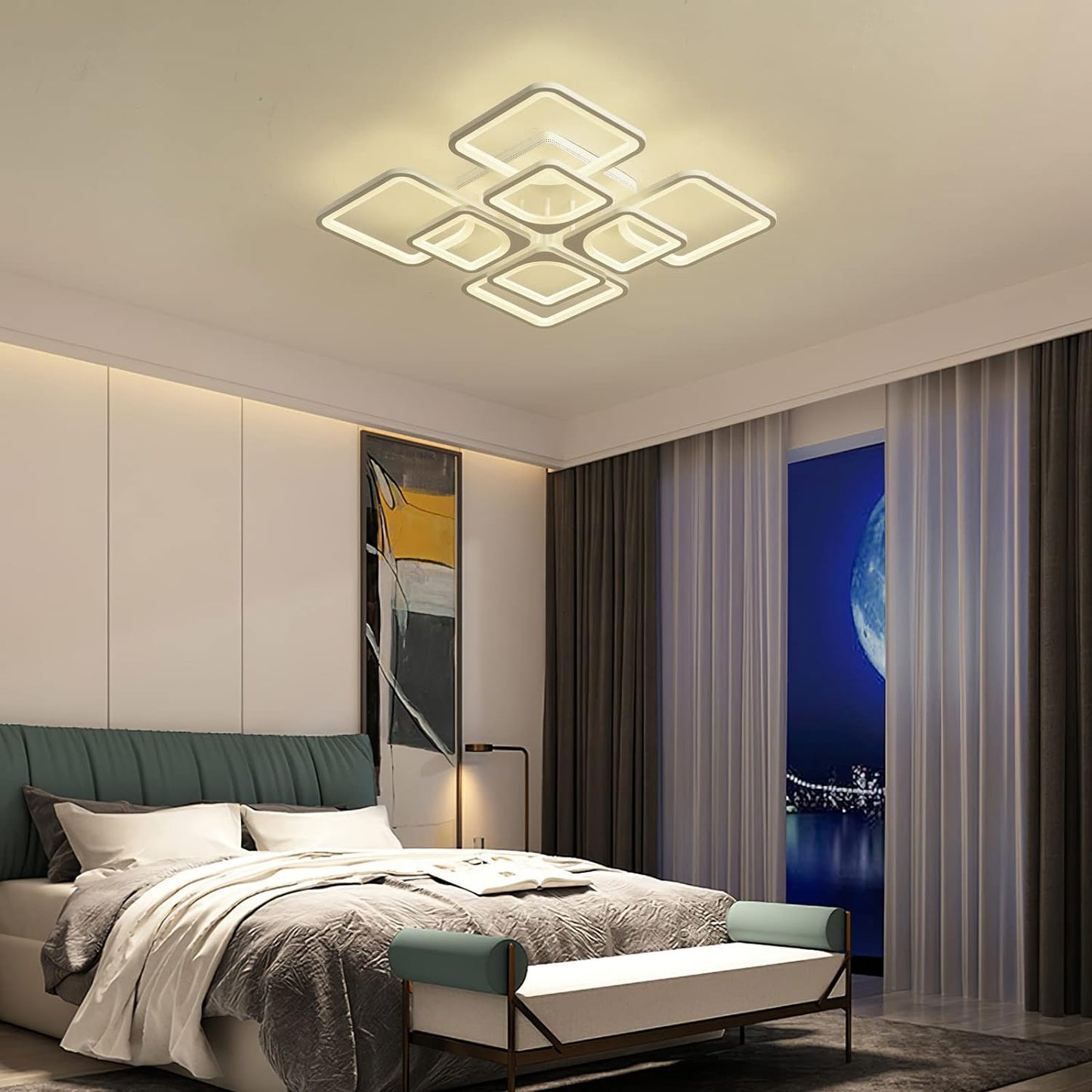 Modern LED Ceiling Light - Dimmable with Remote Control