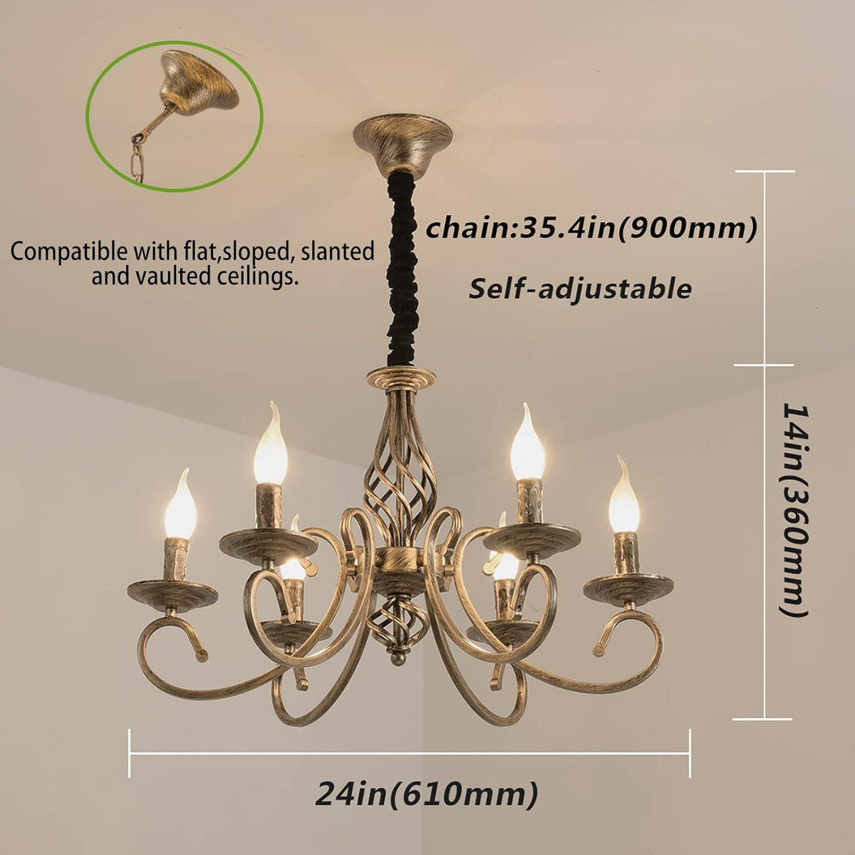 Rustic Chandeliers,6 -Light, French Country