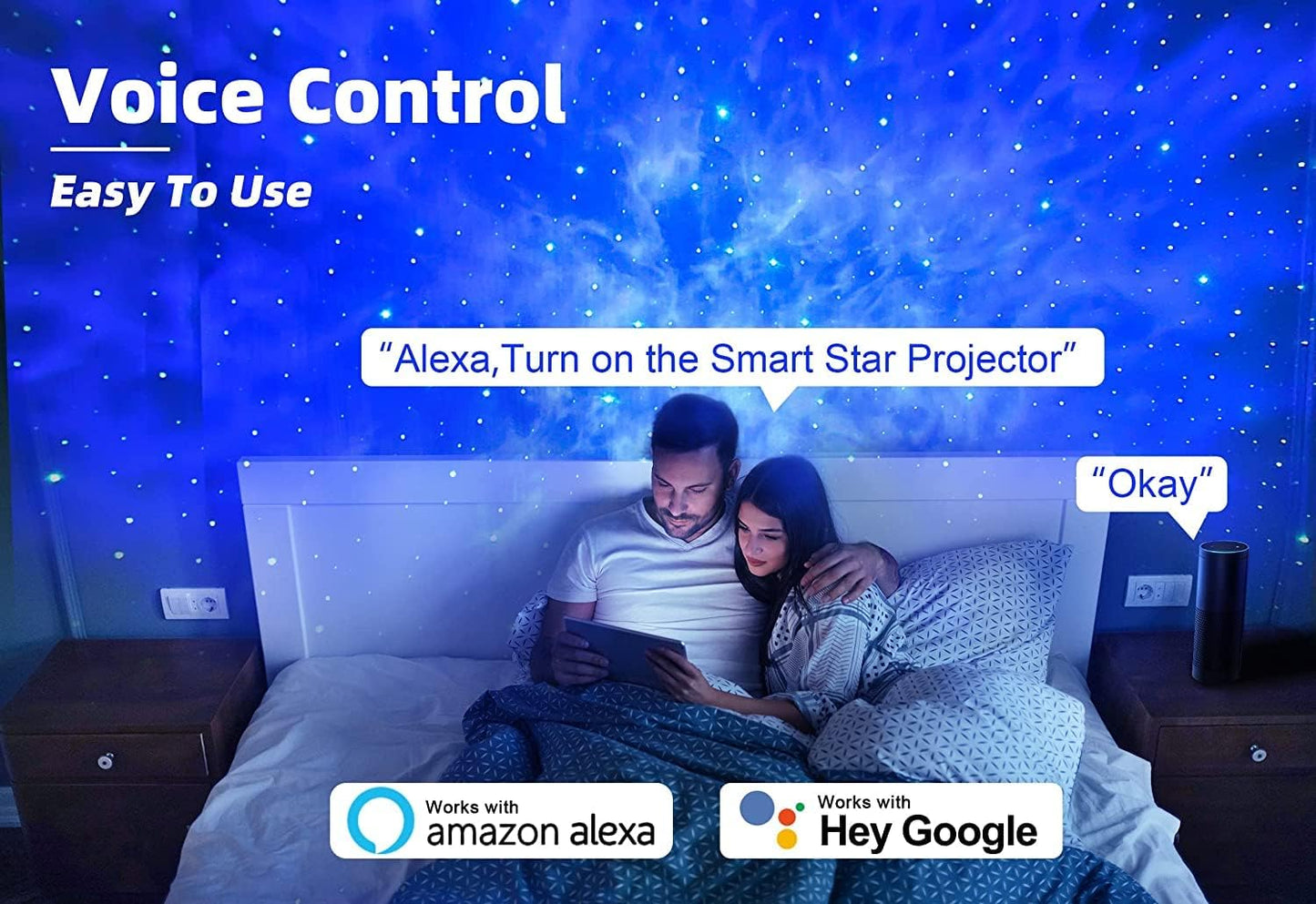 Star Projector Galaxy Light - Bedroom Smart Connected with Google Home