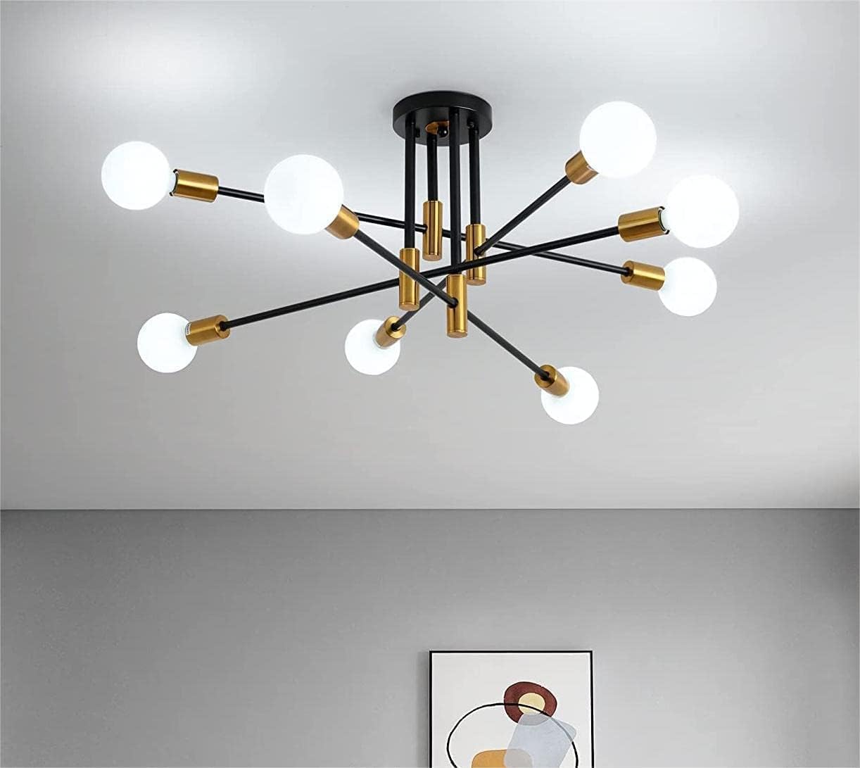 Modern Black Gold Ceiling Light - 8 Lights