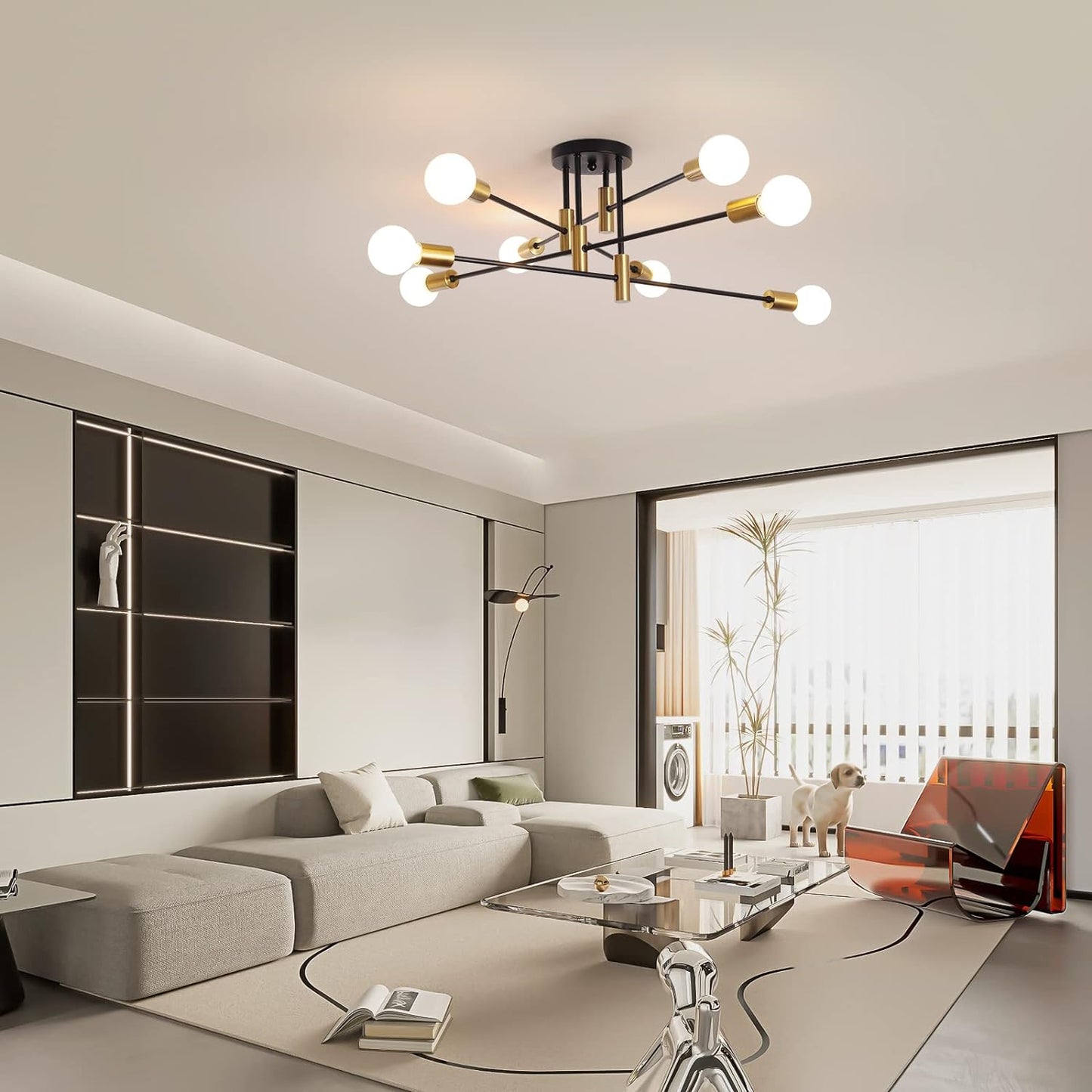 Modern Black Gold Ceiling Light - 8 Lights