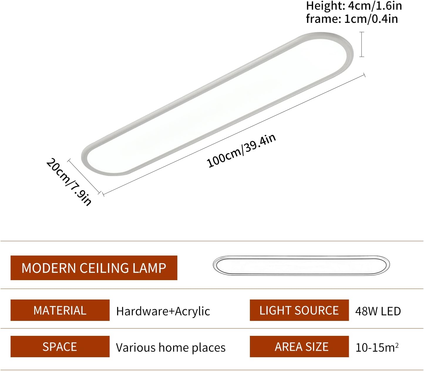 Dimmable LED Ceiling Light - 48W White