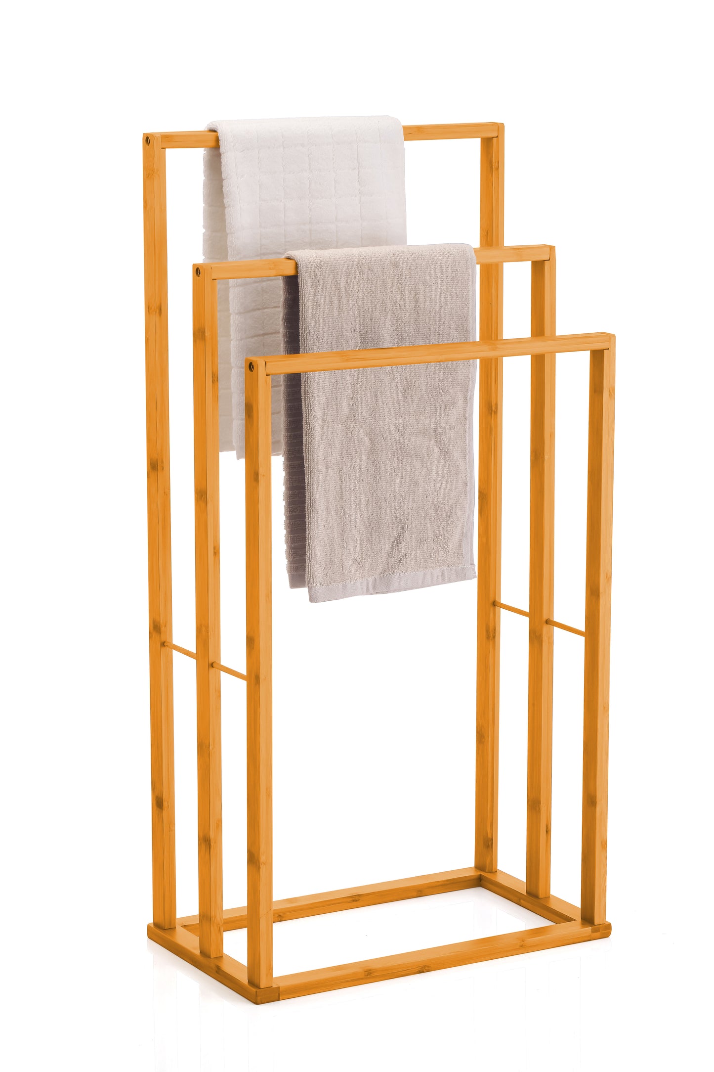 CARLA HOME Bamboo Towel Bar Holder Rack - 3-Tier Freestanding for Bathroom & Bedroom