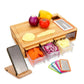 Bamboo Cutting Board Large with 4 Containers and Mobile Holder for Home Kitchen