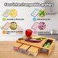 Bamboo Cutting Board Large with 4 Containers and Mobile Holder for Home Kitchen