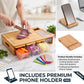 Bamboo Cutting Board Large with 4 Containers and Mobile Holder for Home Kitchen