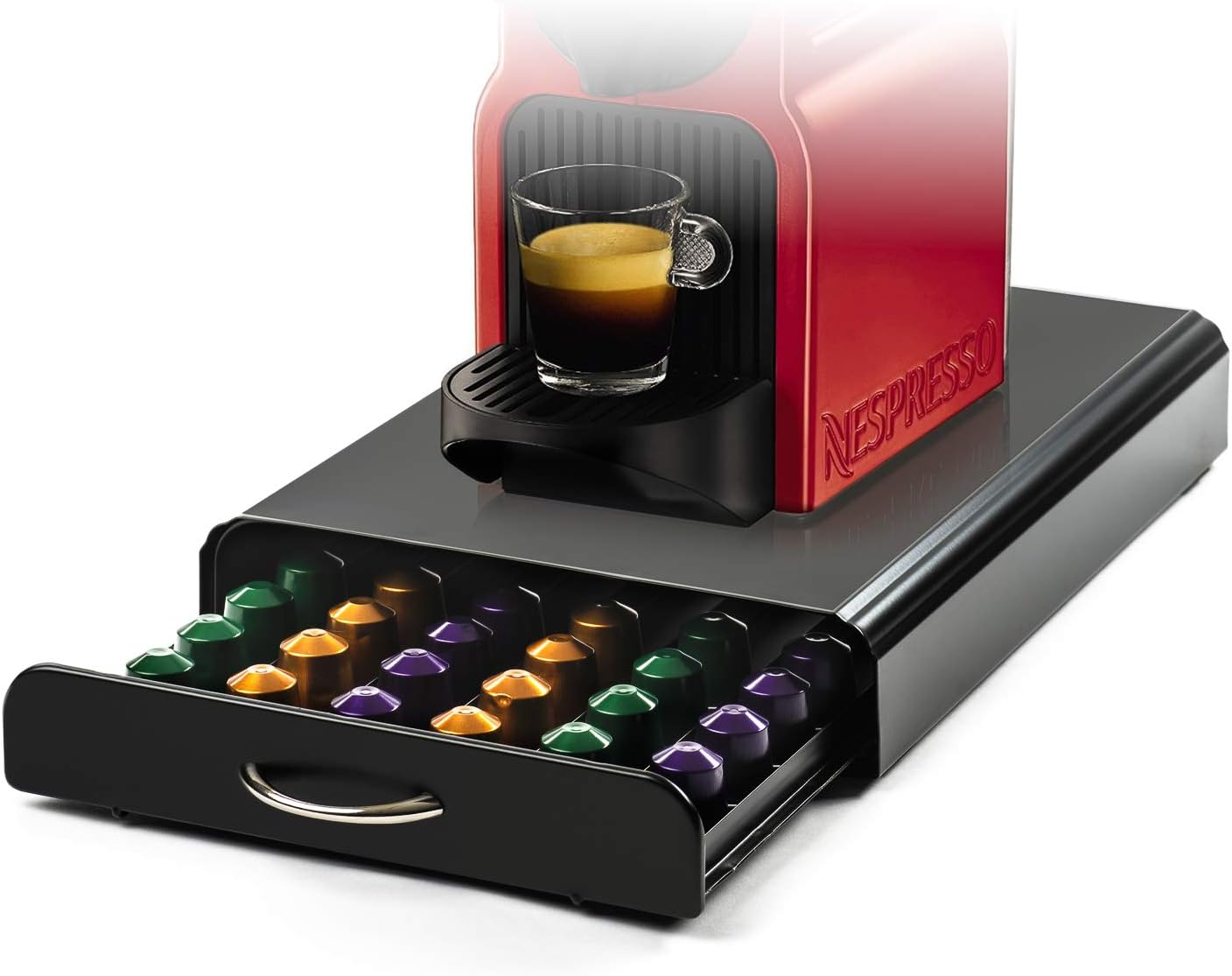 CARLA HOME Coffee Pods Holder Storage Drawer Compatible with 60 Nespresso Pods for Kitchen Storage & Organisation (Black)