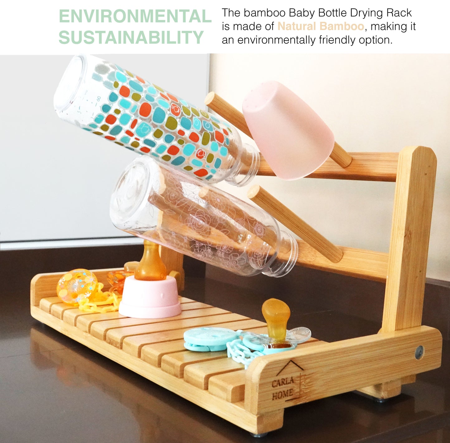 Baby Bottle Drying Rack Portable Bamboo CARLA HOME