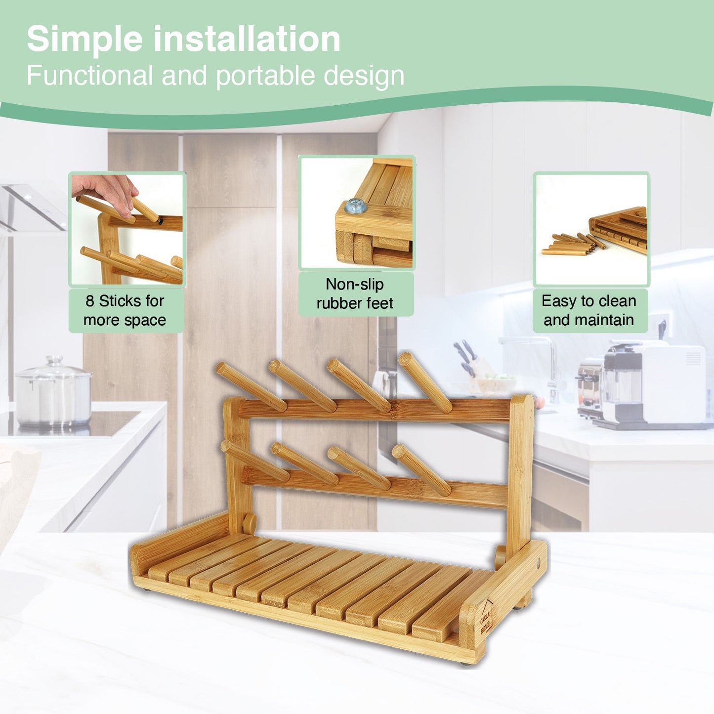 Baby Bottle Drying Rack Portable Bamboo CARLA HOME