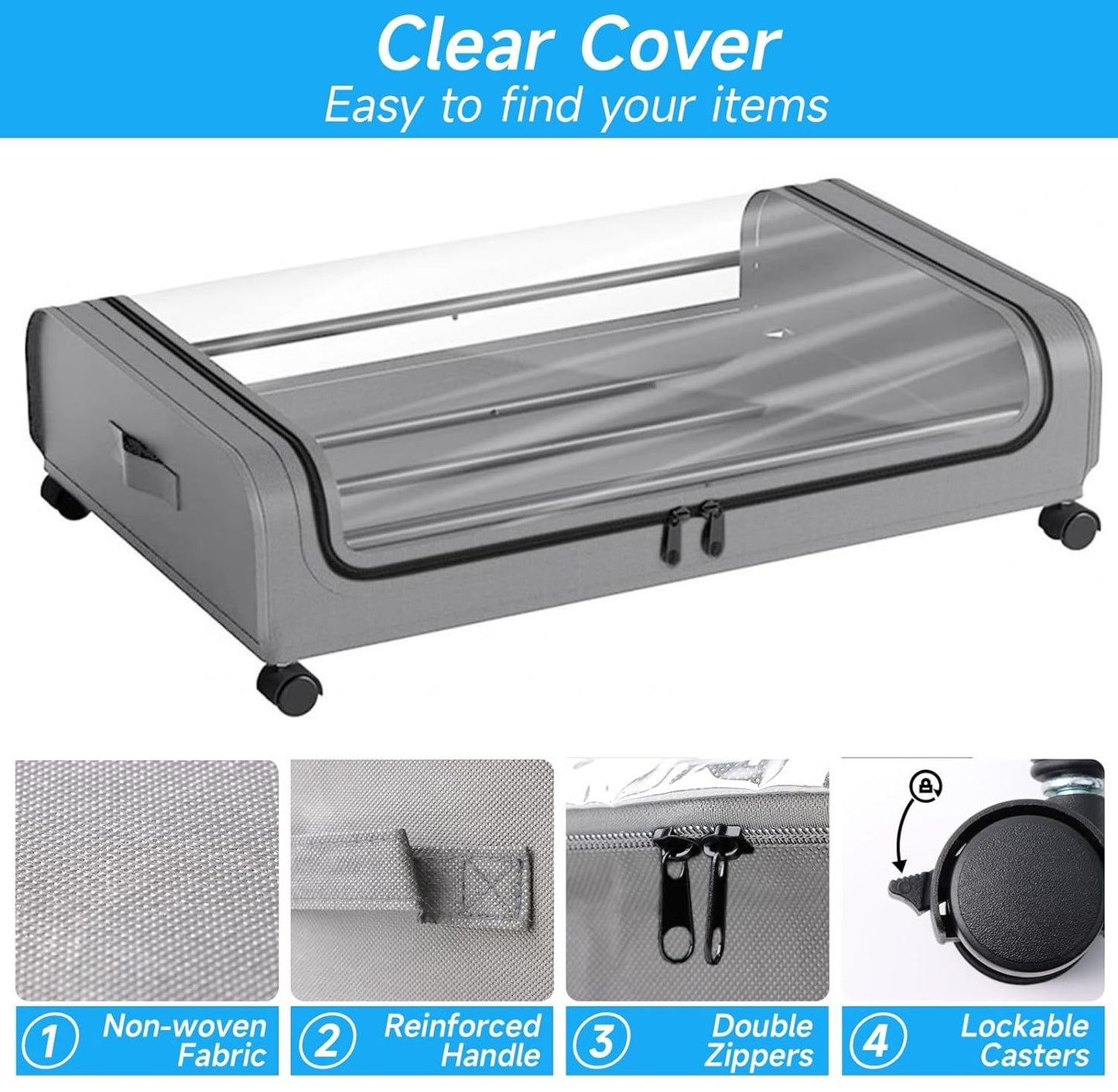 Xxl Under Bed Rolling Storage Containers Large Capacity And Wheels
