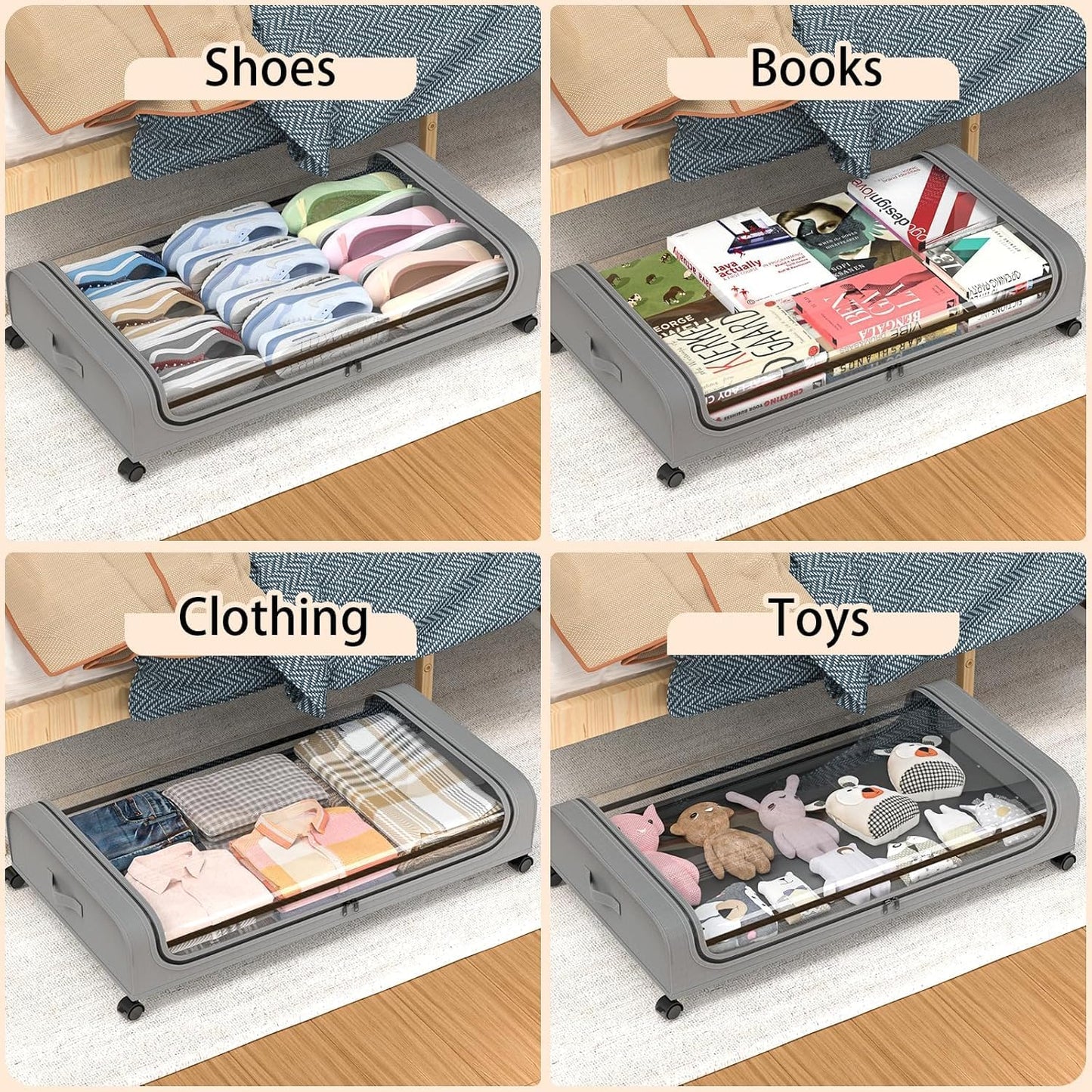 Xxl Under Bed Rolling Storage Large Capacity And Wheels