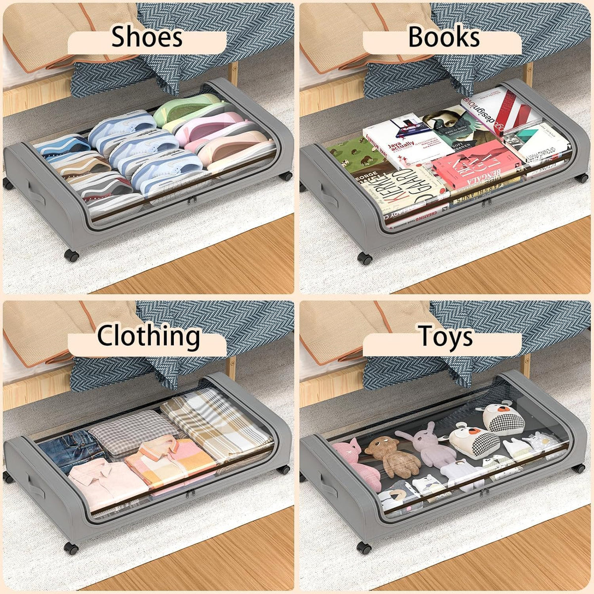Xxl Under Bed Rolling Storage Large Capacity And Wheels