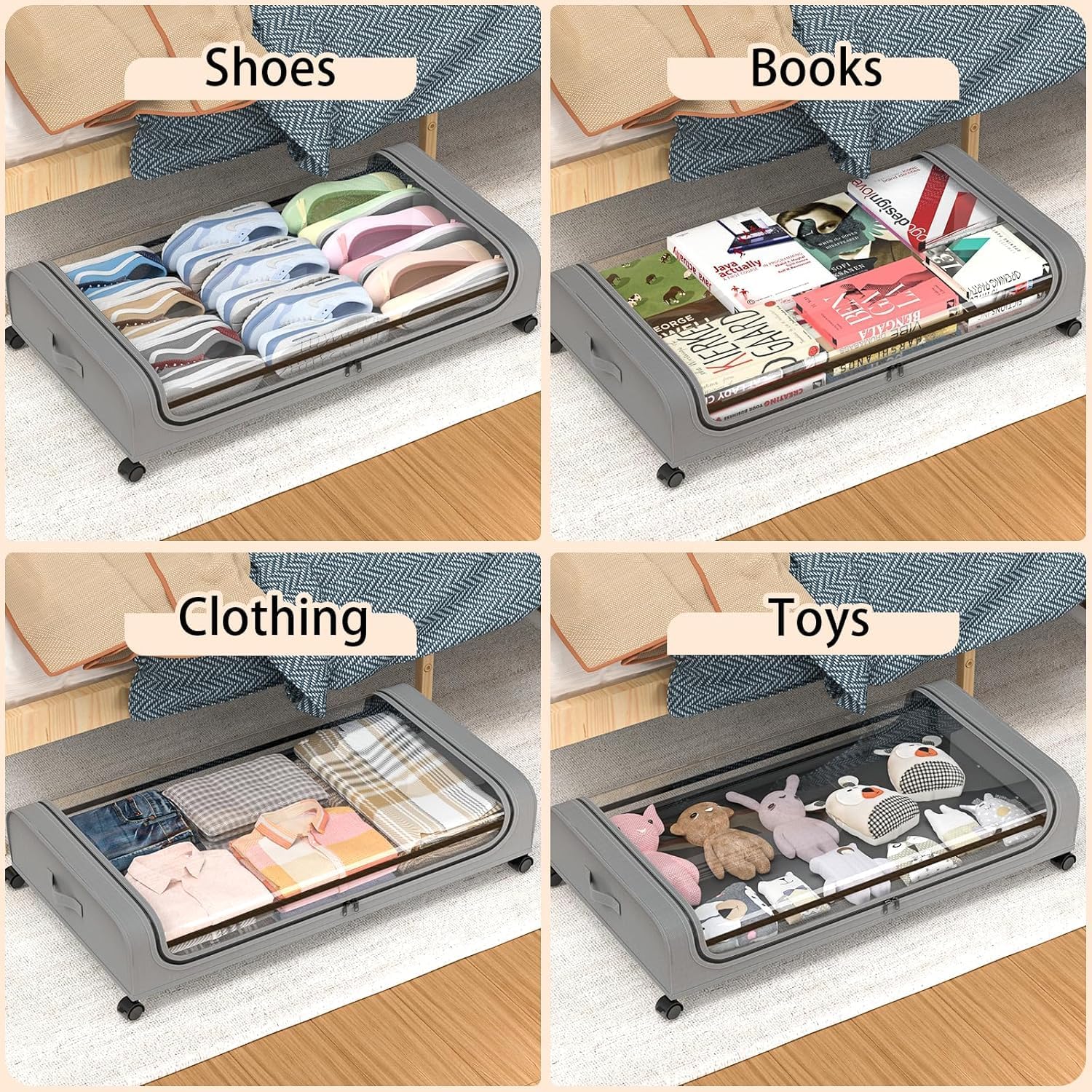 Xxl Under Bed Rolling Storage Large Capacity And Wheels