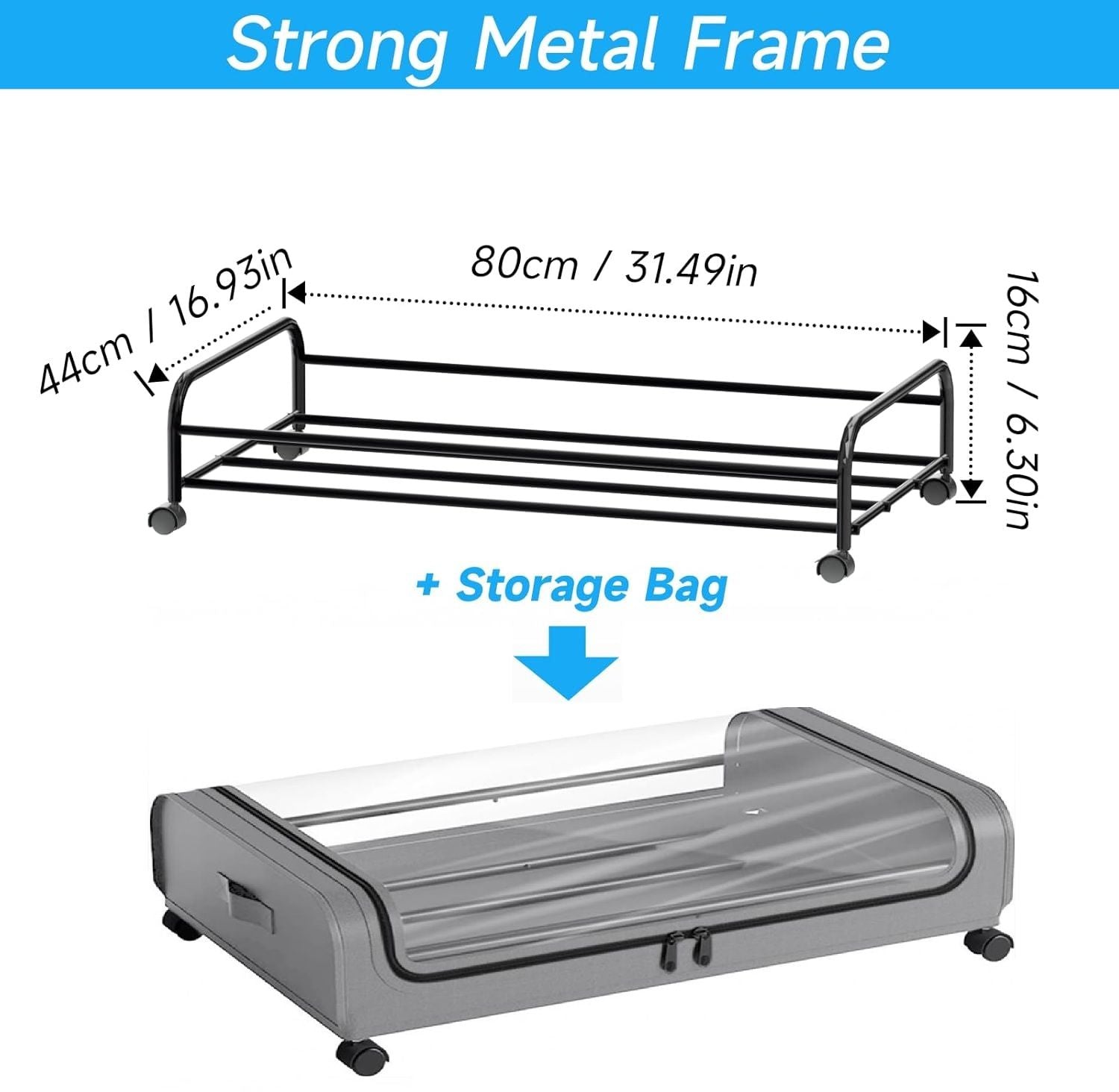 Xxl Under Bed Rolling Storage Large Capacity And Wheels