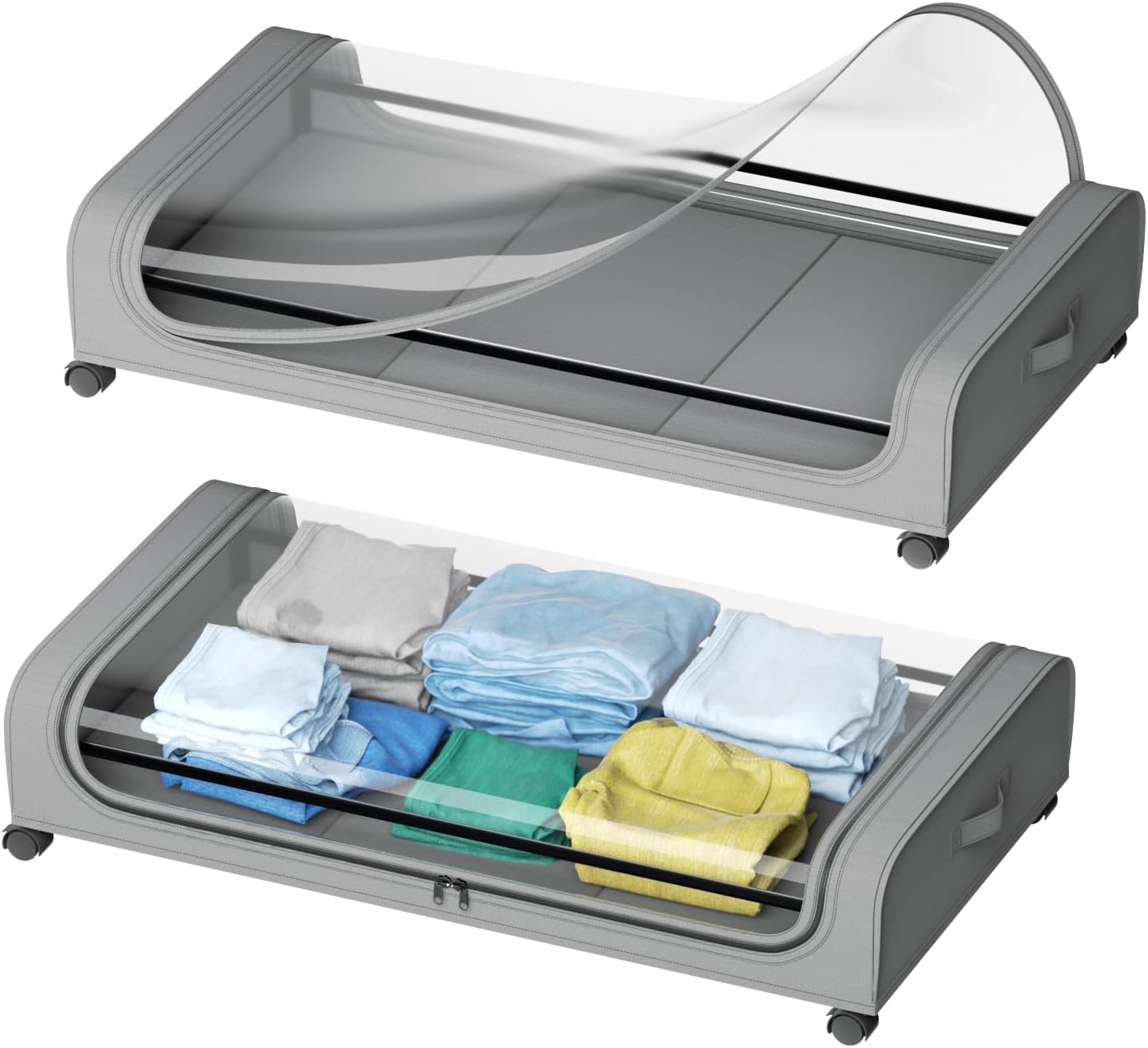 Under Bed Rolling Storage Containers With Capacity And Wheels